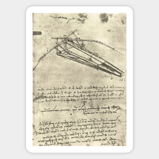 Flying machine, drawn by Leonardo Da Vinci, Circa 1488-9 Sticker